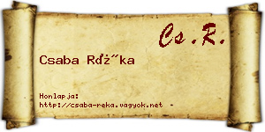 Csaba Réka névjegykártya